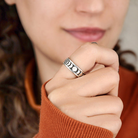 Moon Phase Spinner Ring for Women