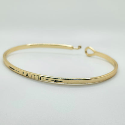 FAITH (Arrow) Inspirational Message Bracelet Positive Message Engraved Thin Bangle - Jewelry