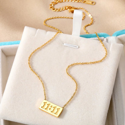 Tainless Steel Necklace "11:11"Digit Square Stainless Steel Pendant Stainless Steel Gold Silver Color Tarot Necklace