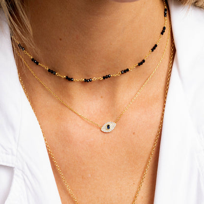 Evil Eye Necklace, Eye Sapphire Necklace, Eye Charm Necklace, Dainty Necklace, Minimalist Necklace, Delicate Necklace, Gold Necklace