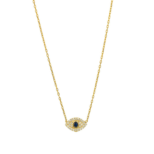 Evil Eye Necklace, Eye Sapphire Necklace, Eye Charm Necklace, Dainty Necklace, Minimalist Necklace, Delicate Necklace, Gold Necklace