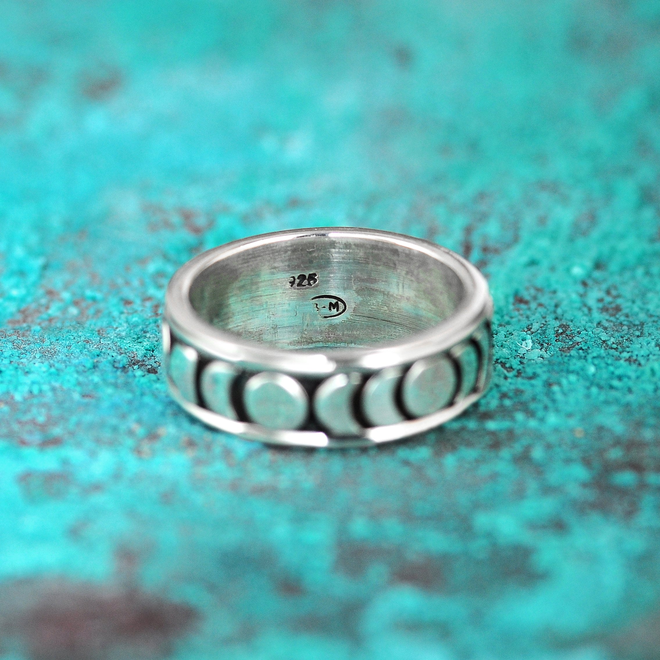 Moon Phase Spinner Ring for Women, Sterling Silver Crescent Moon Ring, Meditation Fidget Ring, Boho Celestial Jewelry